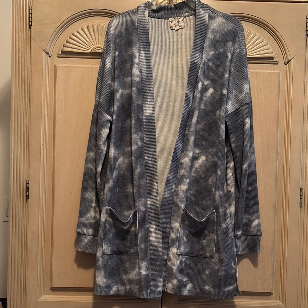 Hippie Rose Women's Tie-Dye Open Front Cardigan